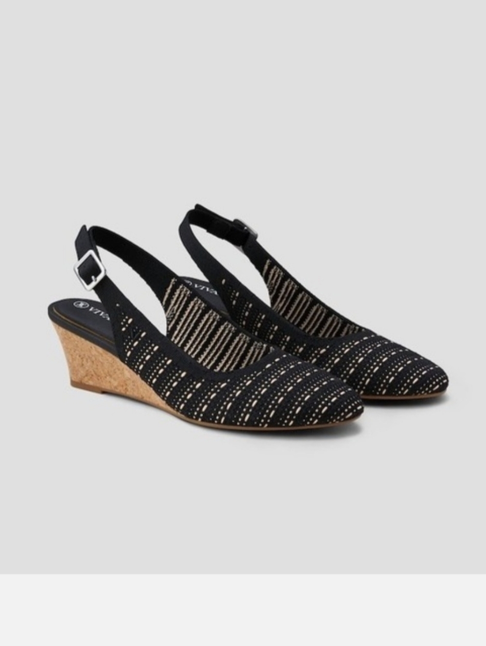 Vivaia Tamia Black Slingback Wedge Sandal